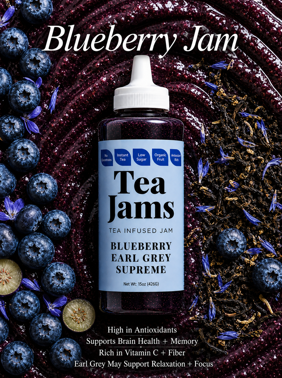 15oz Squeeze Bottle- Blueberry Earl Grey